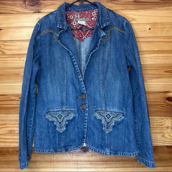 Y2K Z. Cavaricci vintage denim western embroidered jacket extra large - Picture 1 of 6